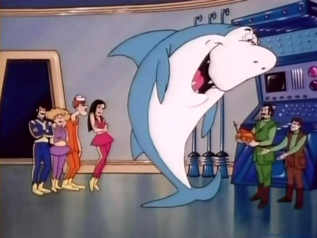 Cartoon shark people tv man free wallpaper for desktop - medium preview image
