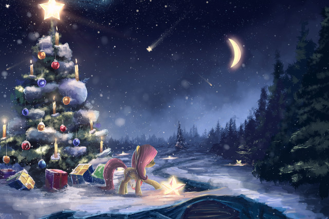 Christmas tree presents snow star free wallpaper for desktop - medium preview image