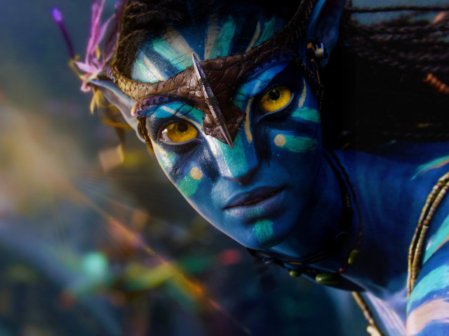 Blue makeup yellow eyes woman free wallpaper for desktop - medium preview image