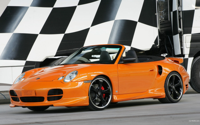 Orange sportscar checkeredwall digitalrendering chessboard free wallpaper for desktop - medium preview image