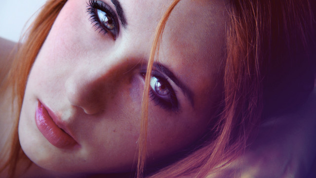 Red haired woman blue eyes #13 free wallpaper for desktop - medium preview image