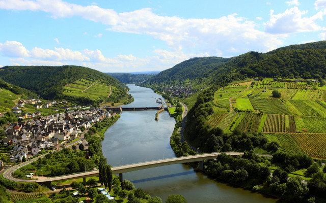 Heidelberg green countryside bridge river free wallpaper for desktop - medium preview image