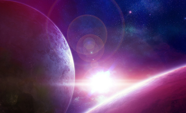 Space planet stars horizon light free wallpaper for desktop - medium preview image