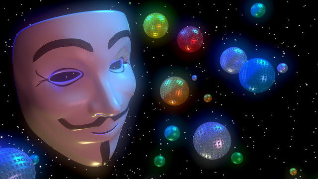 Masked man glowing balls stars free wallpaper for desktop - medium preview image