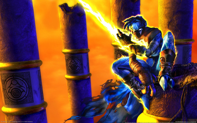 Man horse pillar flame sword free wallpaper for desktop - medium preview image
