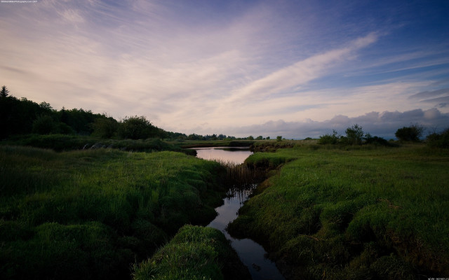 River lush field cloudy sky #2 free wallpaper for desktop - medium preview image