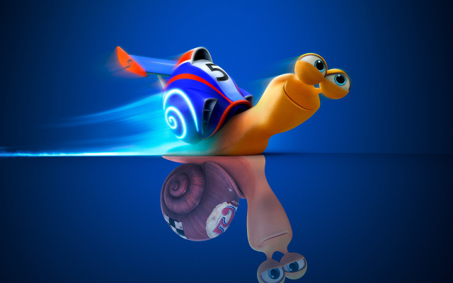 Snail riding toy blue reflection free wallpaper for desktop - medium preview image