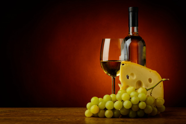 Wine cheese grapes bottle still free wallpaper for desktop - medium preview image