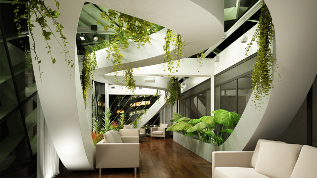 Living room plants overgrown couch free wallpaper for desktop - medium preview image