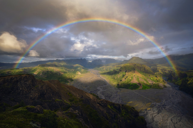 Rainbow mountain river valley horizon free wallpaper for desktop - medium preview image