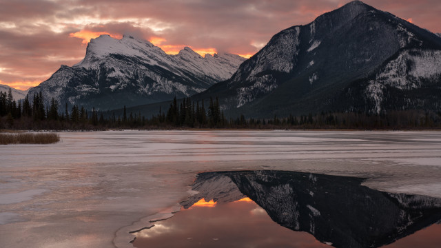 Mountain lake sunset pink sky #8 free wallpaper for desktop - medium preview image