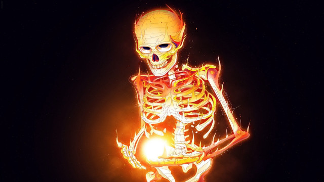 Skeleton glowing arm head vanitas #2 free wallpaper for desktop - medium preview image