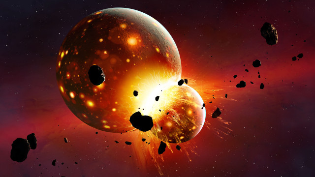 Space planet starship aurora night free wallpaper for desktop - medium preview image