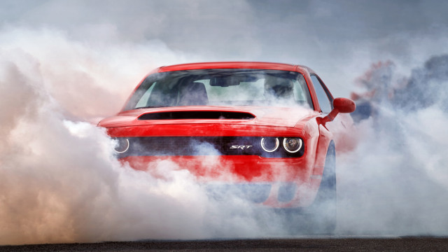 Red car smoke hood cloud free wallpaper for desktop - medium preview image
