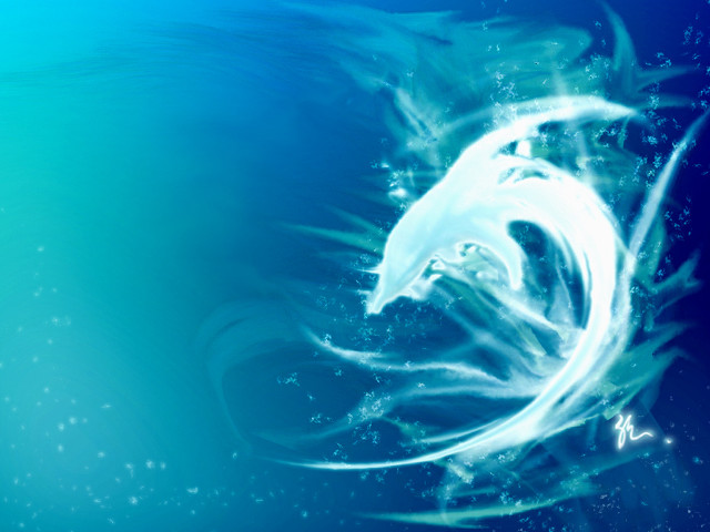 Blue bird abstract bubbles aurora free wallpaper for desktop - medium preview image