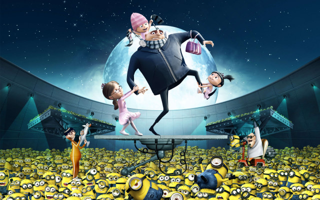 Cartoon man stage minions moon free wallpaper for desktop - medium preview image