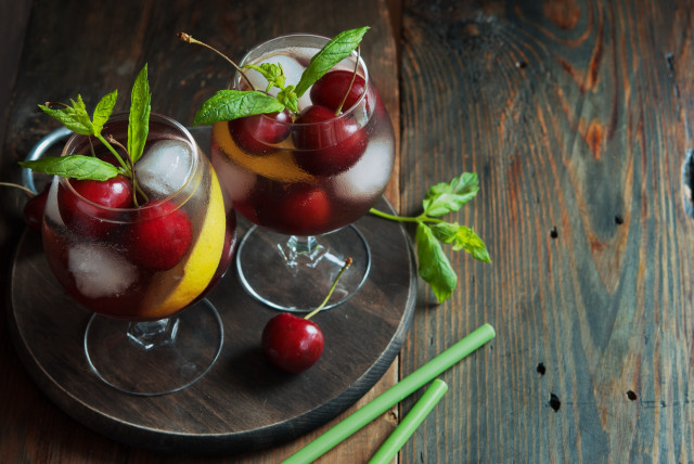 Cherry lemonade glasses tray lemon free wallpaper for desktop - medium preview image