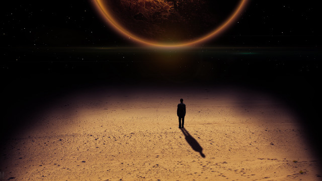 Desert man orange disk space free wallpaper for desktop - medium preview image