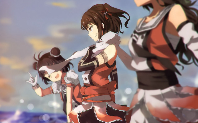 Anime girls beach kiyoshima ensemble free wallpaper for desktop - medium preview image