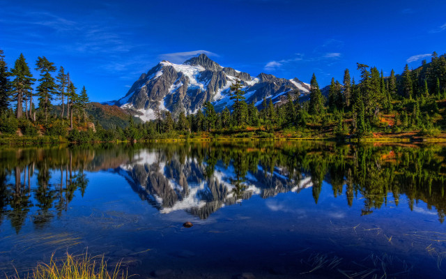 Mountain reflection lake forest sky #5 free wallpaper for desktop - medium preview image
