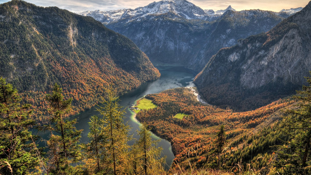 Valley river mountains forest sunset free wallpaper for desktop - medium preview image