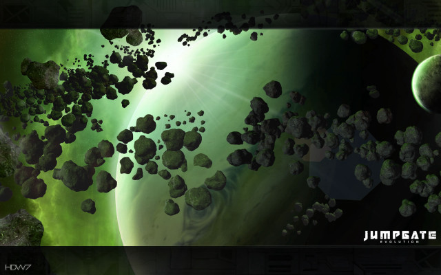 Space station rocks planets green free wallpaper for desktop - medium preview image