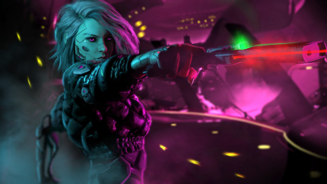 Futuristic neon cyberpunk eve rider free wallpaper for desktop - medium preview image
