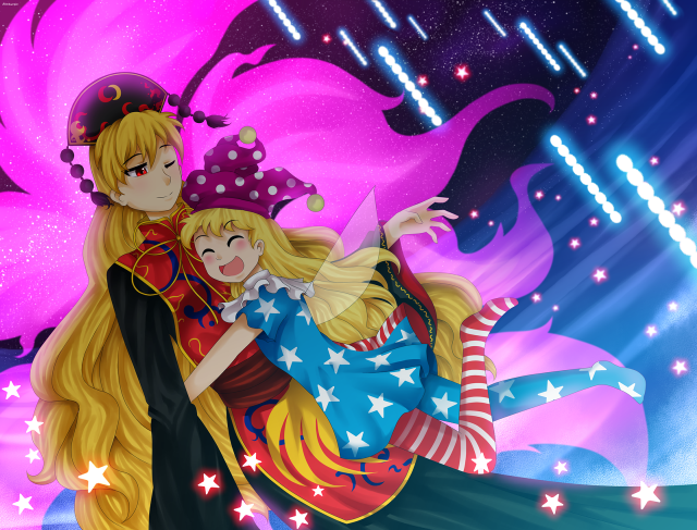 Cartoon girl hugging girl crown free wallpaper for desktop - medium preview image