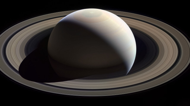 Saturn white ring black background #2 free wallpaper for desktop - medium preview image