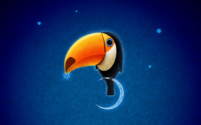 Toucan crescent moon stars blue free wallpaper for desktop - medium preview image