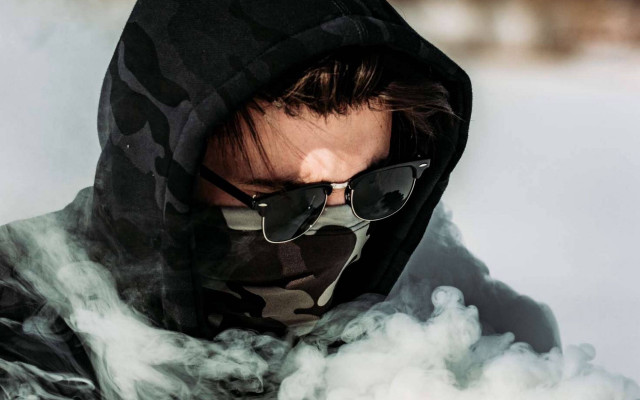 Man hoodie sunglasses smoking snow #2 free wallpaper for desktop - medium preview image