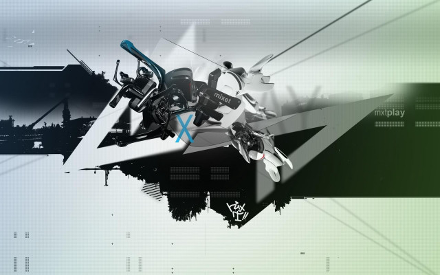 Snowboarder mountain sky cityscape cyberpunk free wallpaper for desktop - medium preview image