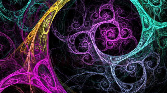 Spiral fractal psychedelic glowing hexagram free wallpaper for desktop - medium preview image