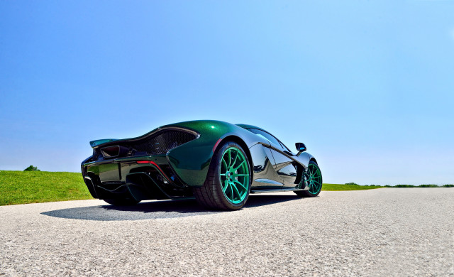 Green sports car outdoors blue free wallpaper for desktop - medium preview image