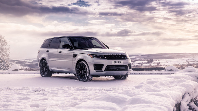 White range rover snowy road free wallpaper for desktop - medium preview image