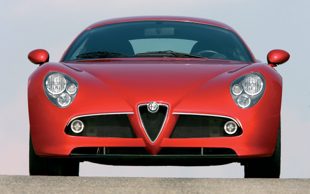 Red sports car headlights road free wallpaper for desktop - medium preview image