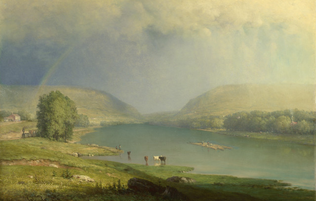 Lake rainbow cattle hudson pleinair free wallpaper for desktop - medium preview image