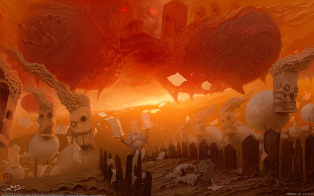 Strange creatures desert red sky free wallpaper for desktop - medium preview image