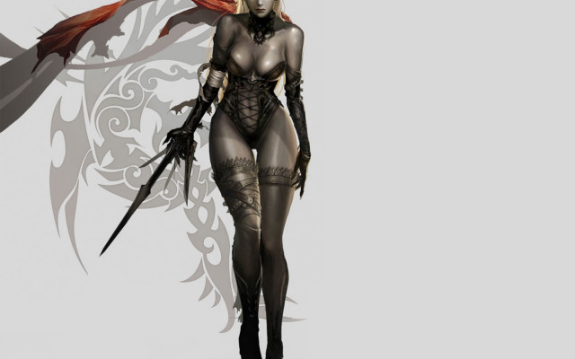 Gothic fantasy woman sword bird free wallpaper for desktop - medium preview image