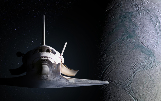 Space shuttle planet star moon free wallpaper for desktop - medium preview image