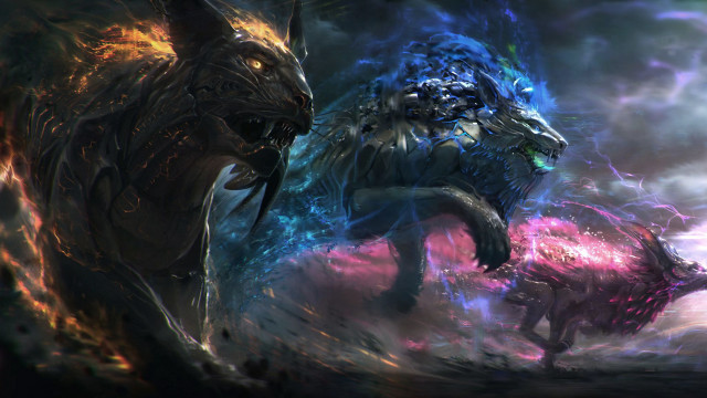 Fire ice night sky epic free wallpaper for desktop - medium preview image