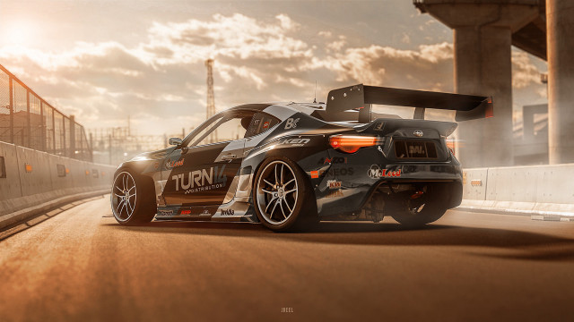 Car train sunset clouds 3d free wallpaper for desktop - medium preview image