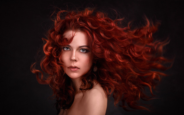 Red hair woman blowing wind #2 free wallpaper for desktop - medium preview image