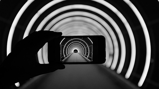 Tunnel photograph cellphone blackwhite anamorphic free wallpaper for desktop - medium preview image
