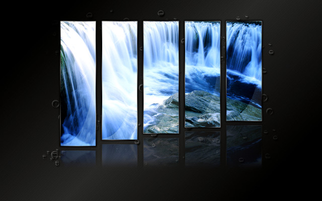 Waterfall abstract art panel reflection free wallpaper for desktop - medium preview image