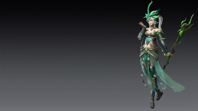 Green armor woman plant fantasy free wallpaper for desktop - medium preview image