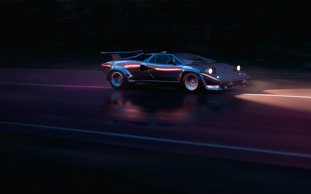 Night drive retrofuturism ultrafinedetail outrun free wallpaper for desktop - medium preview image