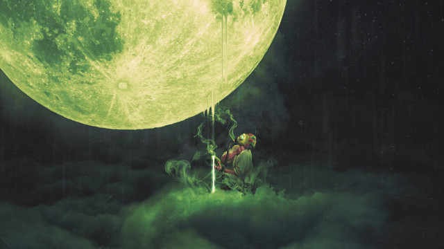 Man cloud green moon astronaut free wallpaper for desktop - medium preview image