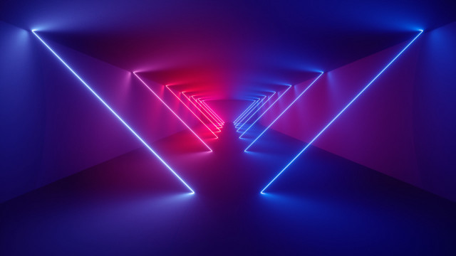 Long hallway neon lights red free wallpaper for desktop - medium preview image