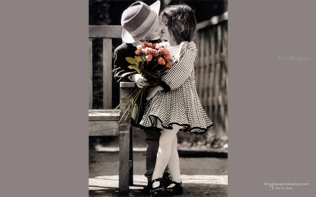 Little girl bouquet man hat free wallpaper for desktop - medium preview image